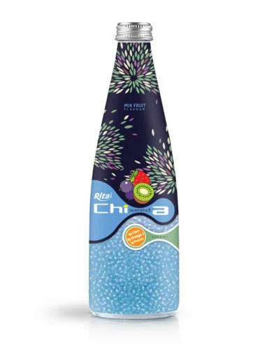 1000毫升玻璃瓶装混合果汁味奇亚籽饮料