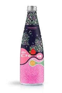 1000毫升玻璃瓶装草莓味奇亚籽饮料