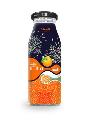 200ml Glass bottle Orange flavor Chia Seed Drink