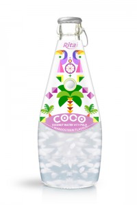 290ml Glass Bottle Mangosteen Flavour Sparkling Coconut Water with Pulp