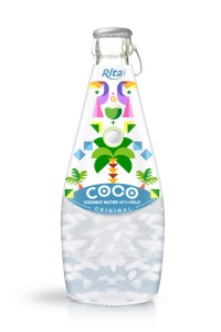 290毫升玻璃瓶装原味含汽椰果椰子水