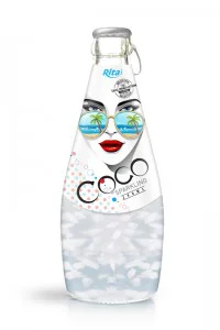 290毫升玻璃瓶装含汽椰果椰子水1