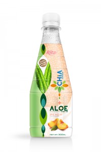 300ml Pet bottle Peach flavor Chia Seed with Aloe Vera Drink