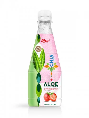 300ml Pet bottle Strawberry flavor Chia Seed with Aloe Vera Drink