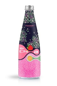 330毫升玻璃瓶装草莓味奇亚籽饮料