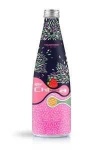 330毫升玻璃瓶装草莓味奇亚籽饮料