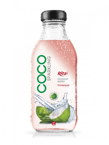350ml Glass bottle Pomegrante flavor Sparkling Coconut Water