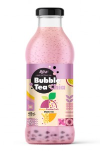 Bubble Tea with Chia seed and mango passion fruit black tea 400ml 1