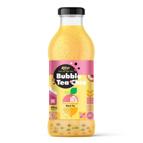 Bubble Tea with Chia seed and peach lemonade black tea 400ml 2