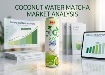 椰子水抹茶风味饮料产品展示图，融合天然椰子水、优质抹茶与现代饮品包装设计，展现植物基健康饮品特色。