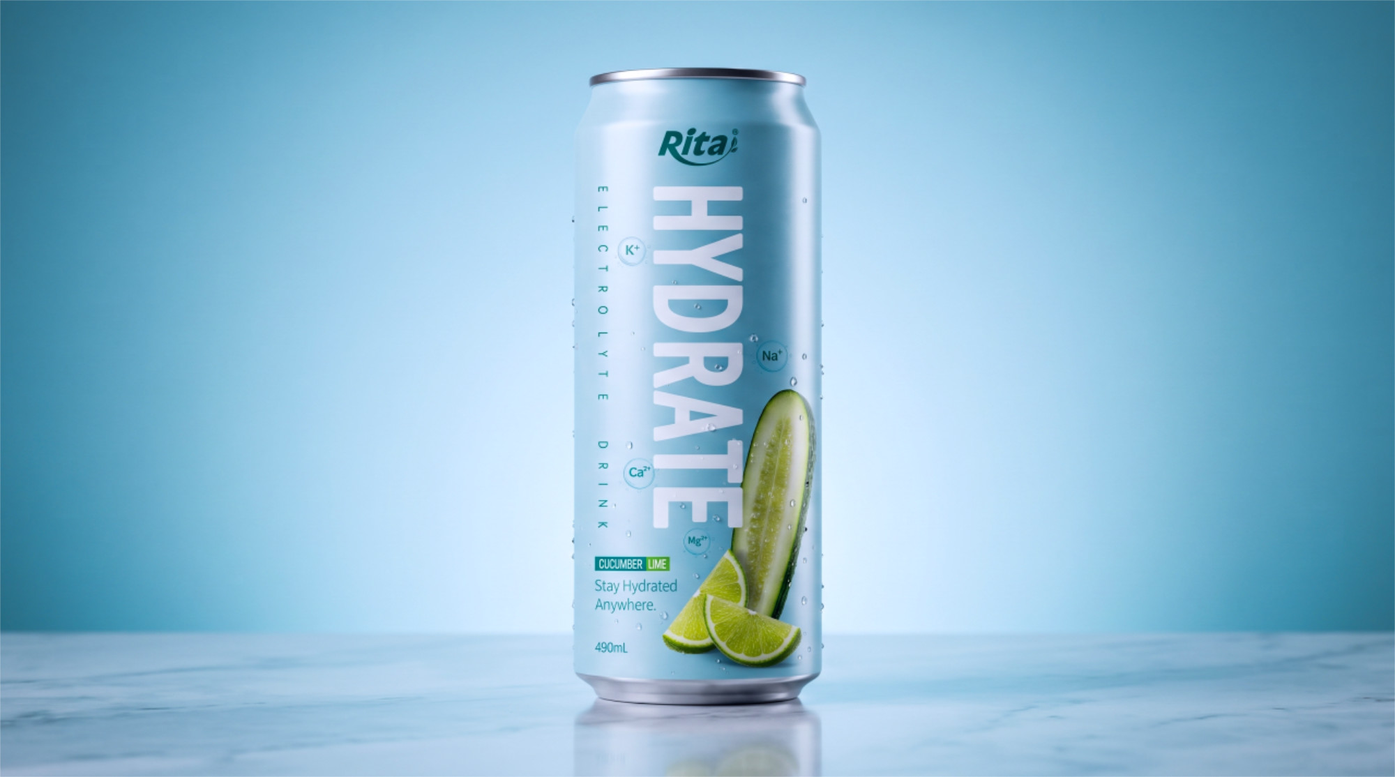 490ml Cucumber and Lime Electrolyte Juice Drink in Aluminum Can Poster 1