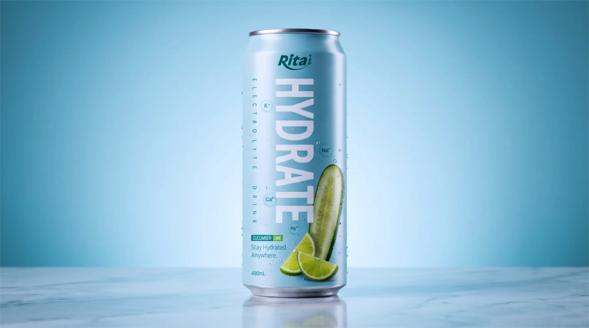 490ml Cucumber and Lime Electrolyte Juice Drink in Aluminum Can Poster 1