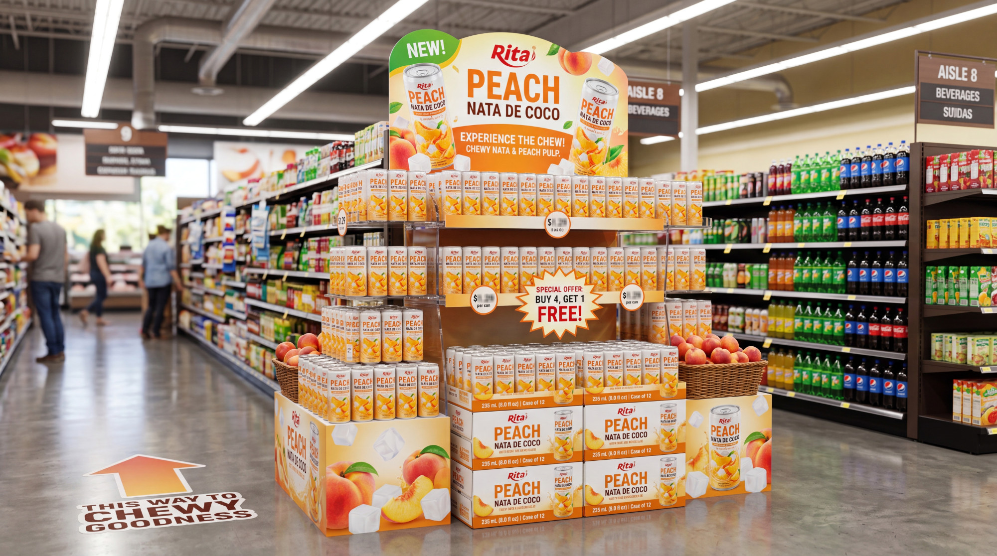 325 ml ( 10.9 fl oz) Peach nata de coco with real peach pulp Poster 1