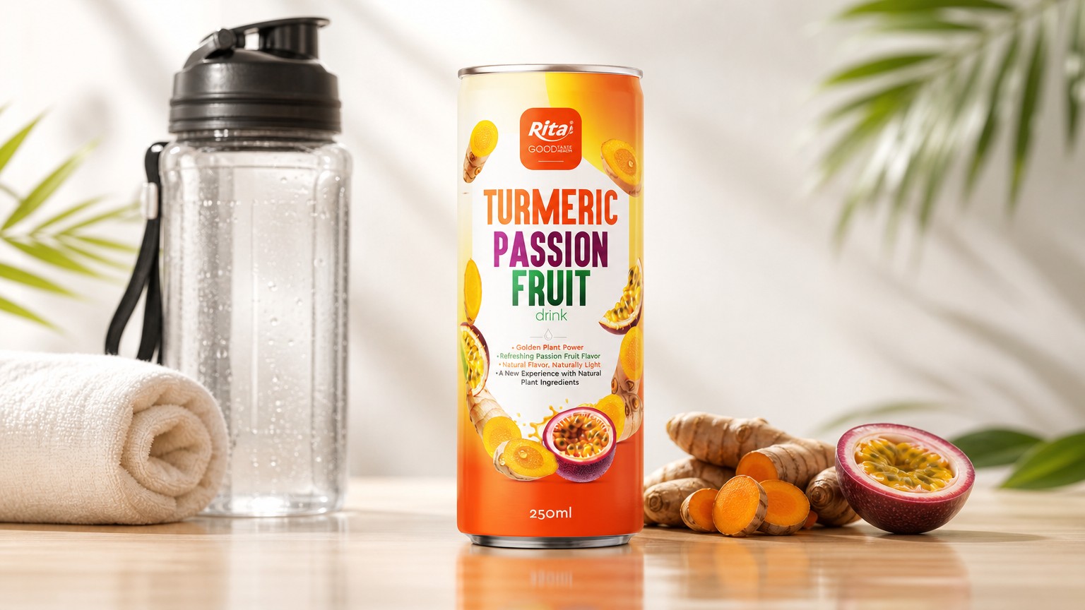 250ml Turmeric Passion Fruit Drink Slim Can OEM Beverage Poster 2