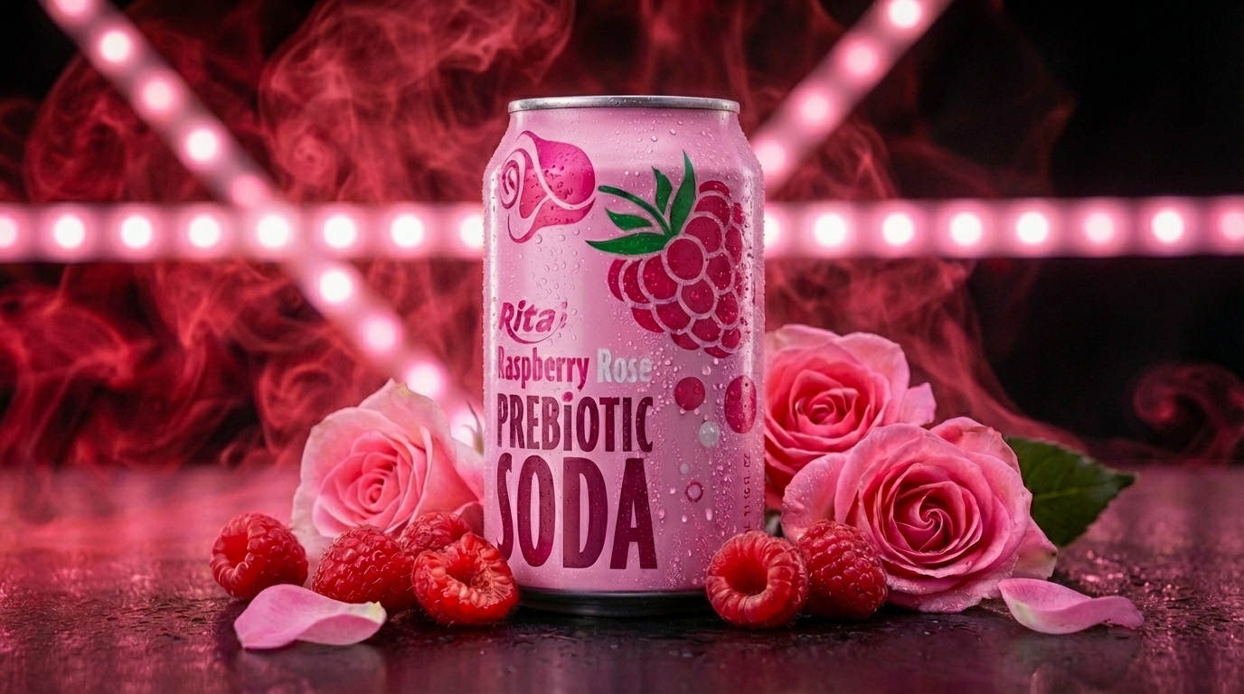 Raspberry Rose Prebiotic Soda 330ml Can