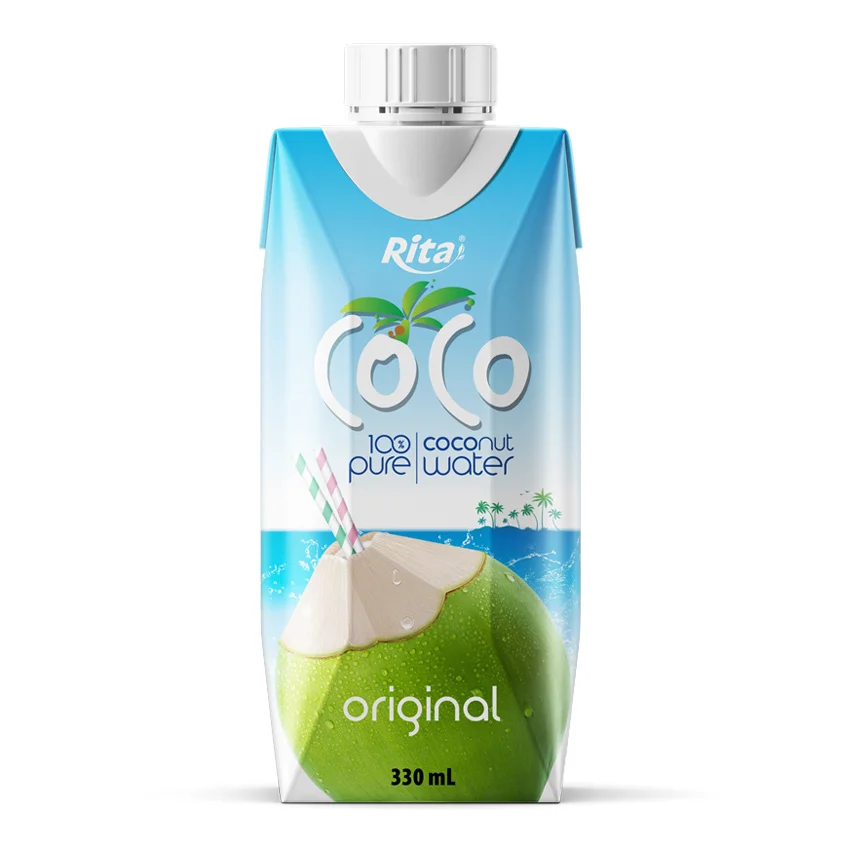 COCO 100 pure coconut water with blueberry flavour 330ml Paper box