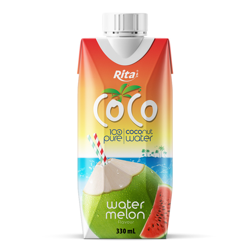 COCO 100 pure coconut water with watermelon flavour 330ml Paper box