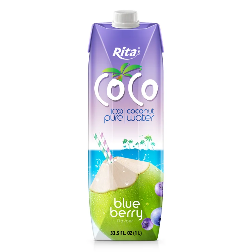 COCO 100 pure coconut water with blueberry flavour 330ml Paper box