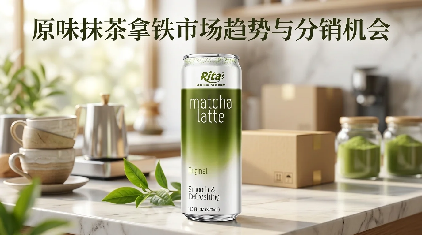 原味抹茶拿铁产品展示图，呈现优质抹茶、丝滑牛奶与现代饮品包装设计，突出天然茶饮特色。