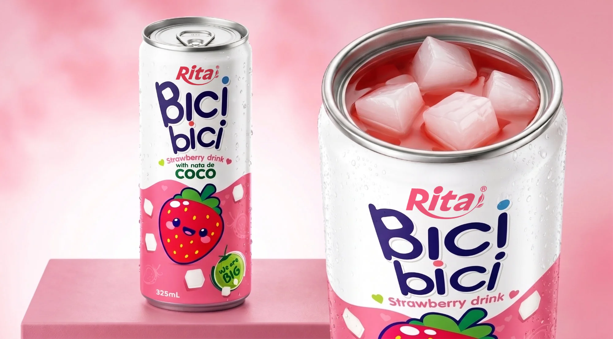 Bici Bici 325ml Strawberry drink with nata de Coco ( wide opening can) Poster 1