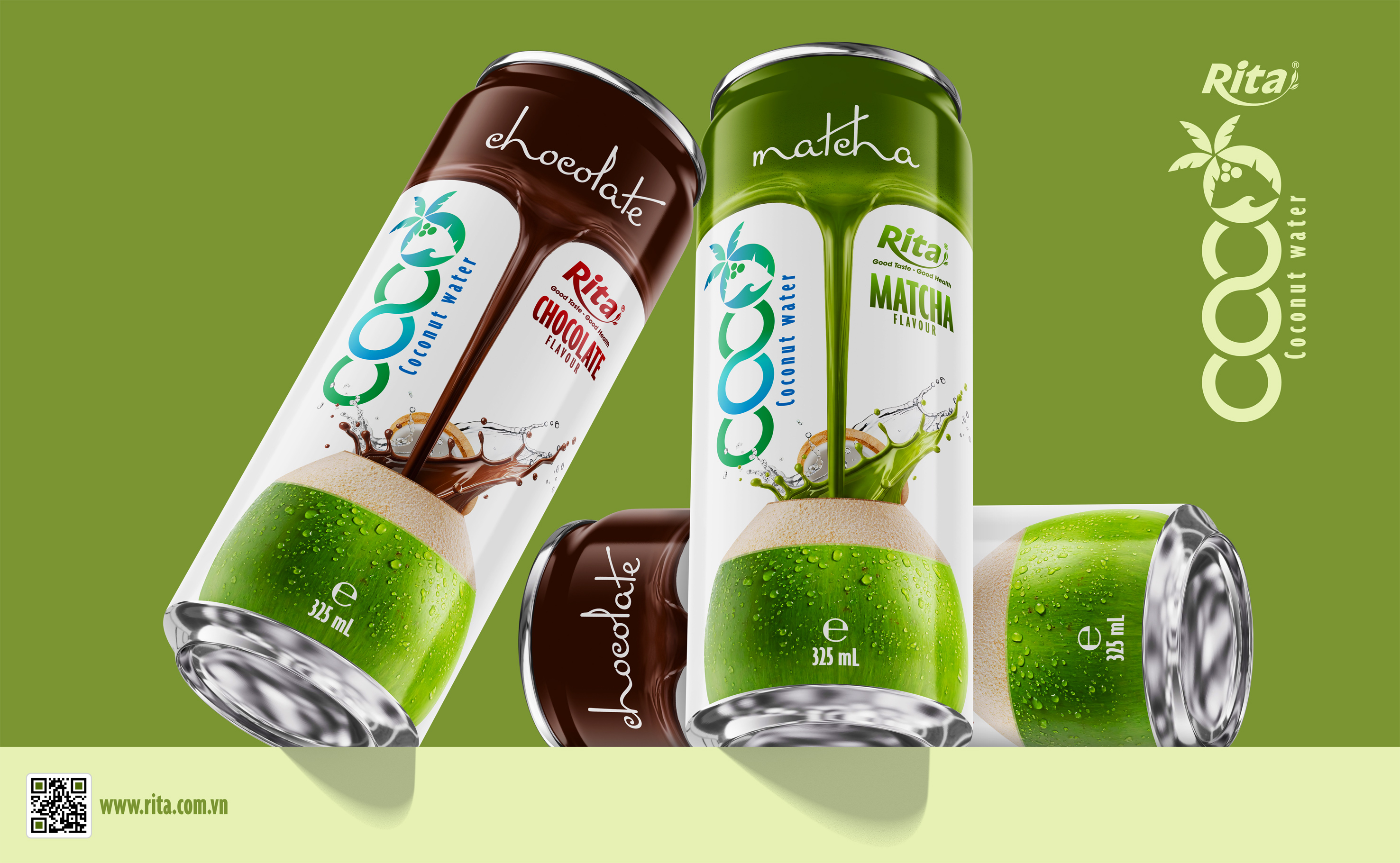 Coconut water with  Matcha Flavor 325ml sleek can Poster 1