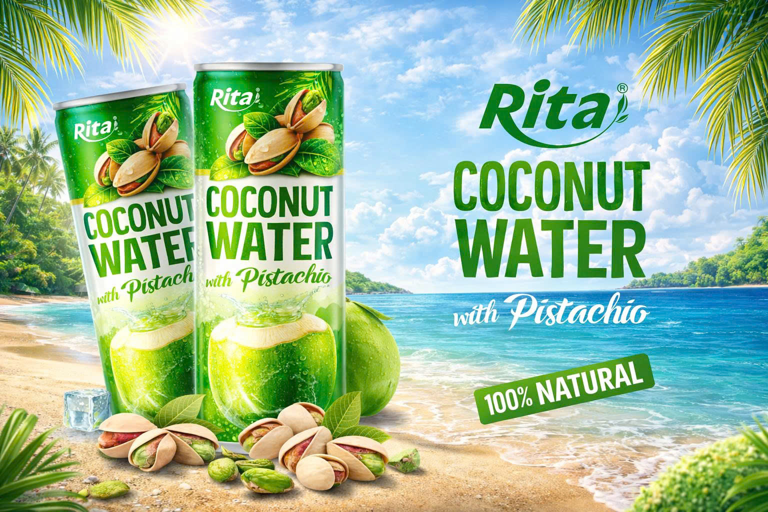 Rita Coconut water with Pistachio 250ml alu-can Poster 2