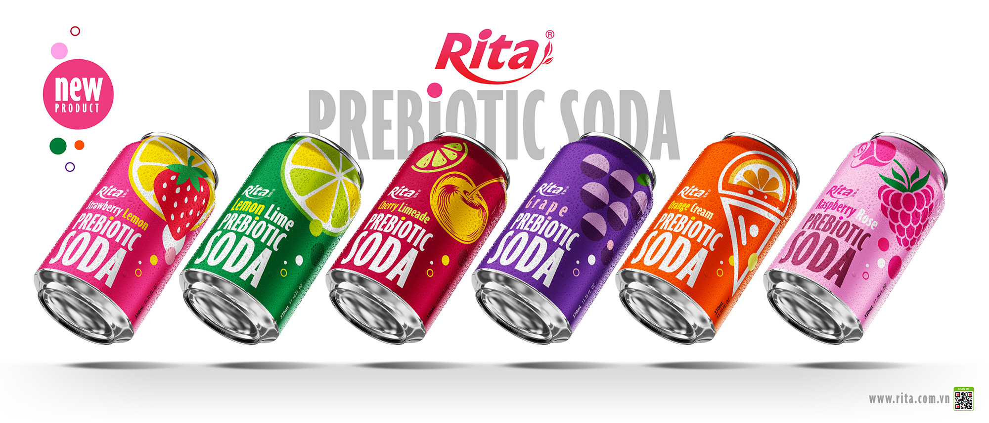 Grape Flavor Prebiotic Soda 330ml short can Poster 2