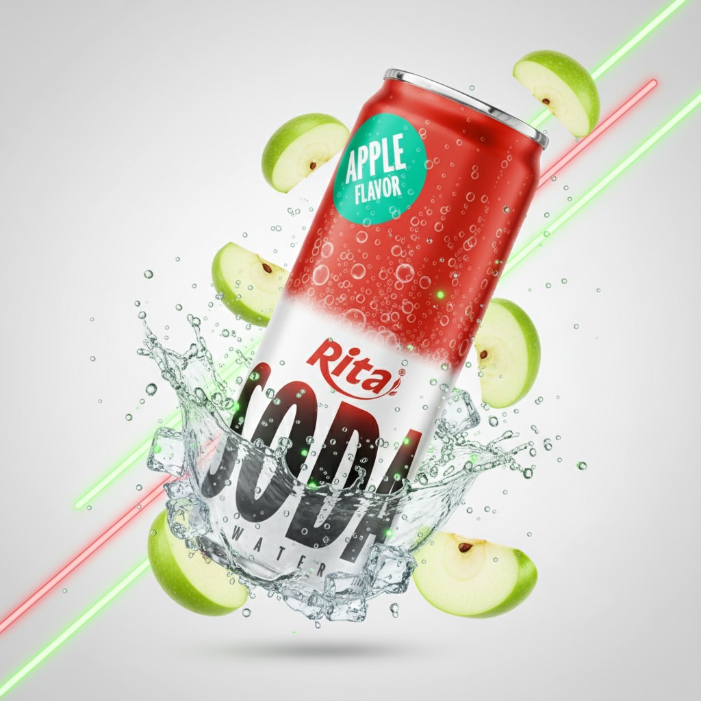 Sparkling Apple Soda Water Drink 320ml Can - Premium Beverage