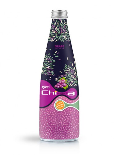 1000ml Glass bottle Grape flavor Chia Seed Drink