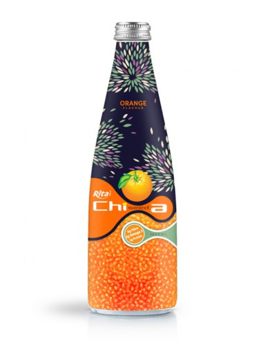 1000ml Glass bottle Orange flavor Chia Seed Drink