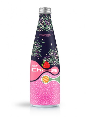 1000ml Glass bottle Strawberry flavor Chia Seed Drink