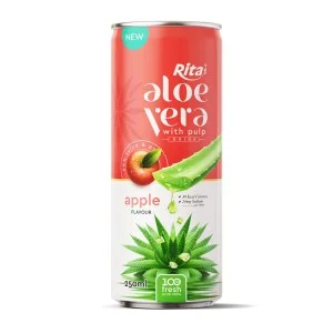 100% 鲜芦荟果肉苹果味饮料 250ml 罐