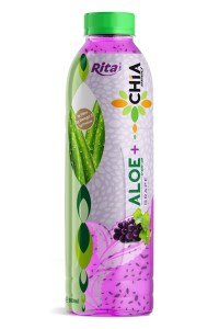 16.9 Fl Oz Rita Aloe Vera Drink with Chia Seed Grape Flavor PET Bottle