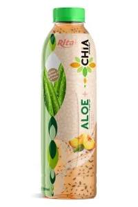 16.9 Fl Oz Rita Aloe Vera Drink with Chia Seed Peach Flavor PET Bottle