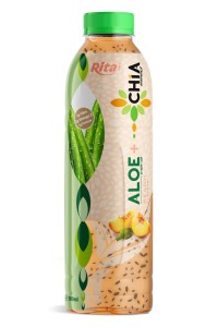 16.9 Fl Oz Rita Aloe Vera Drink with Chia Seed Peach Flavor PET Bottle