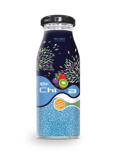 200ml Glass bottle Mix Fruit flavor Chia Seed Drink