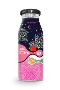 200毫升玻璃瓶装草莓味奇亚籽饮料