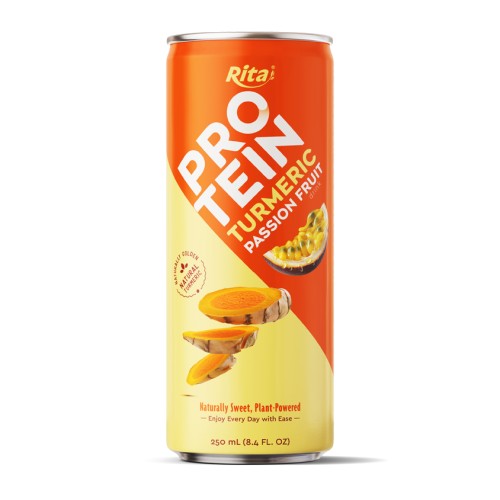 250ml RITA 姜黄百香果饮料 – 原味与蛋白版细长罐