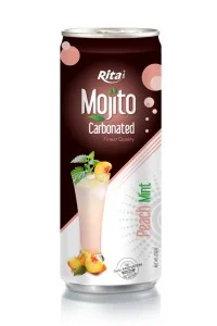 含汽水蜜桃薄荷鸡尾酒饮料