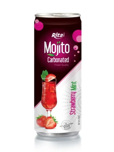 含汽草莓薄荷鸡尾酒饮料