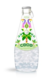 290毫升玻璃瓶装奇异果味含汽椰果椰子水