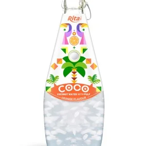 290毫升玻璃瓶装橙味含汽椰果椰子水