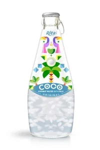290毫升玻璃瓶装原味含汽椰果椰子水
