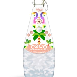 290毫升玻璃瓶装水蜜桃味含汽椰果椰子水