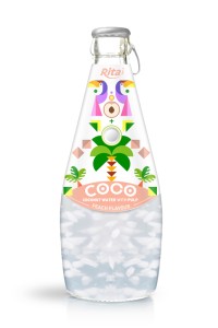 290毫升玻璃瓶装水蜜桃味含汽椰果椰子水