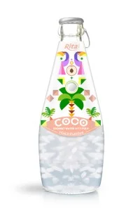 290毫升玻璃瓶装水蜜桃味含汽椰果椰子水