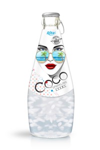 290毫升玻璃瓶装含汽椰果椰子水1