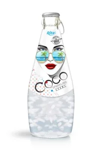 290毫升玻璃瓶装含汽椰果椰子水1