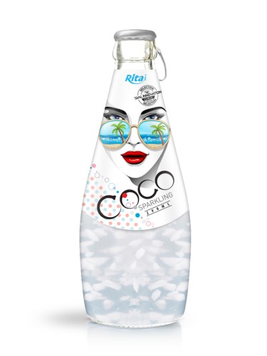 290毫升玻璃瓶装含汽椰果椰子水1