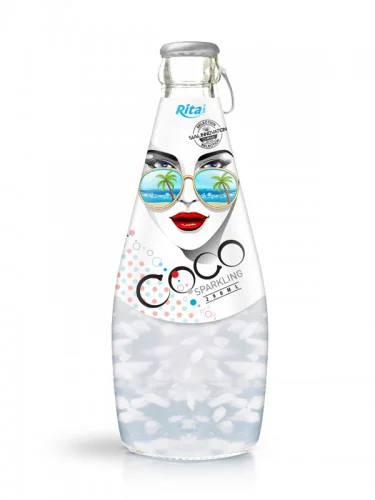 290ml Glass Bottle Sparkling Coconut Water with Pulp 1
